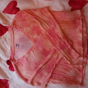 victorias secret pink tie dye long sleeve top ribbed large